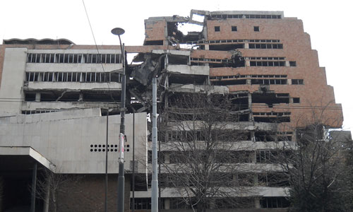 Belgrade building damaged