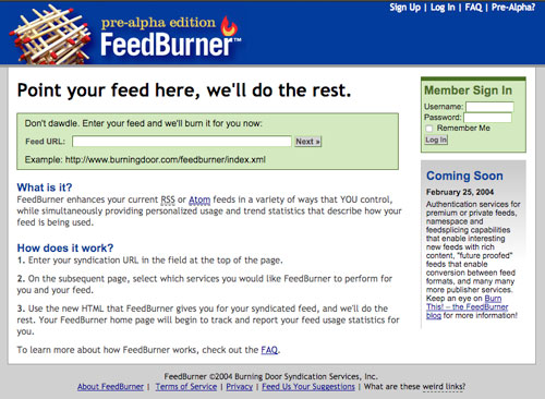 FeedBurner screenshot