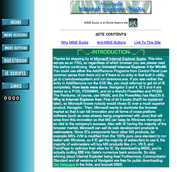 Microsoft Internet Explorer Sucks