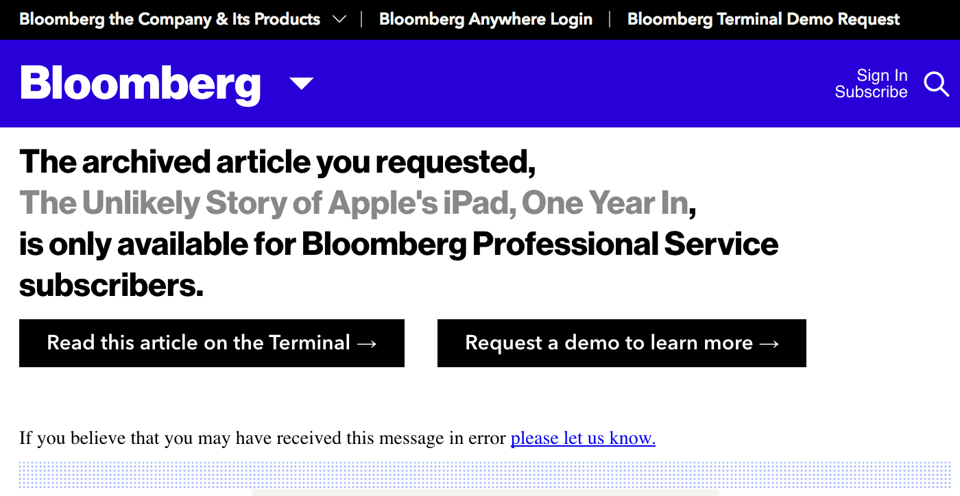 Bloomberg paywall