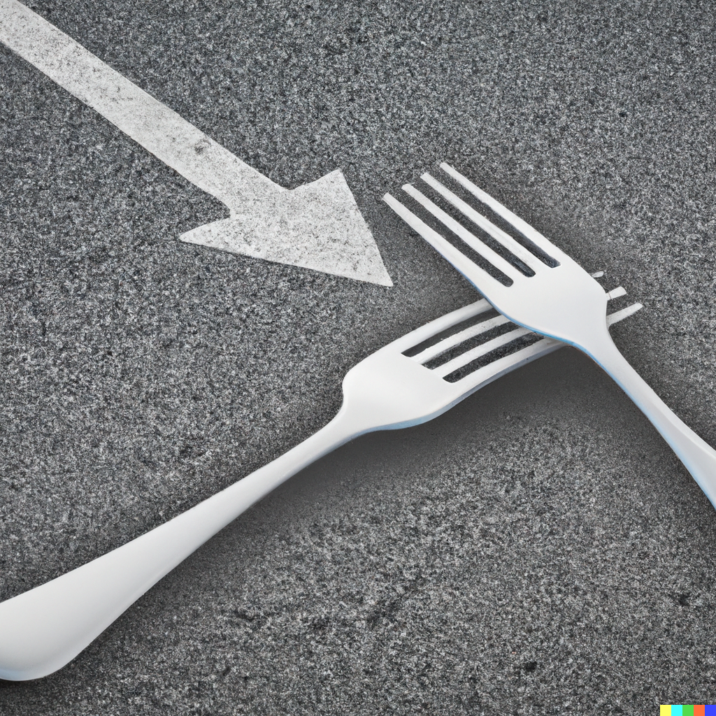 DALL E 2022 10 25 08 50 33 fork in the road metaphor